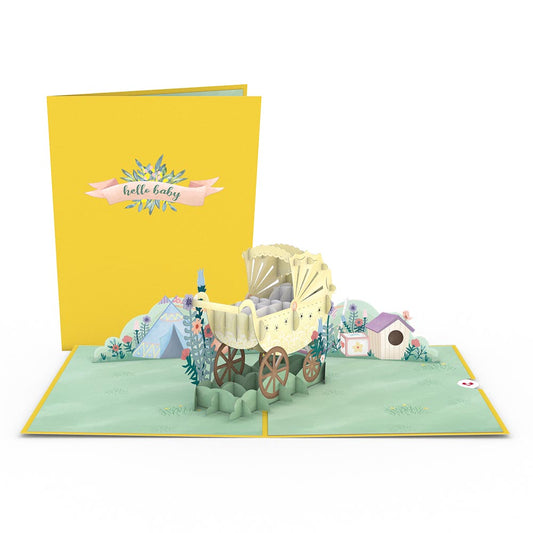 Yellow Baby Carriage Pop-Up Card