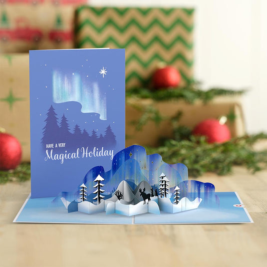 Winter Borealis Scene Pop-Up Card