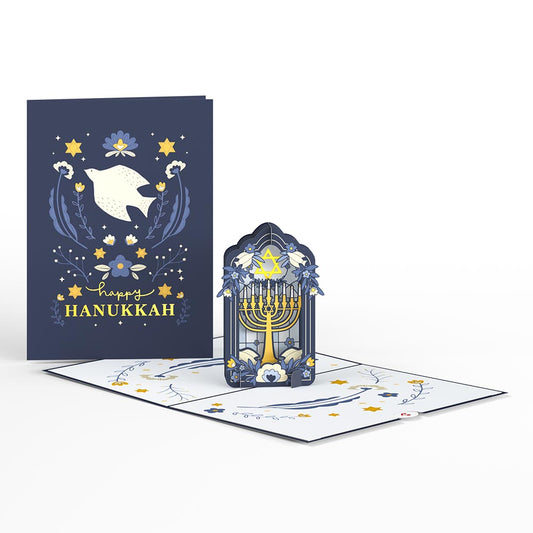 Elegant Stained Glass Hanukkah Pop-Up Card