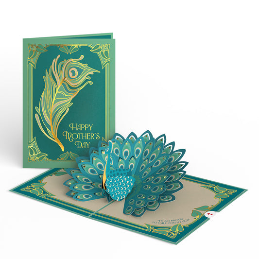 Art Deco Mother's Day Peacock Pop-Up Card