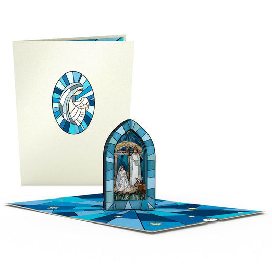 Stained Glass Nativity Window Pop-Up Card